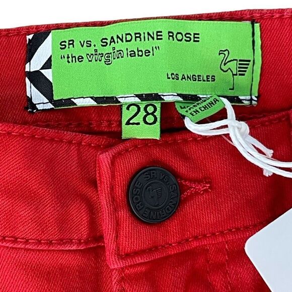Sandrine Rose By Free People Women's Red Blood Skinny Fit Pants NWT - Picture 6 of 12